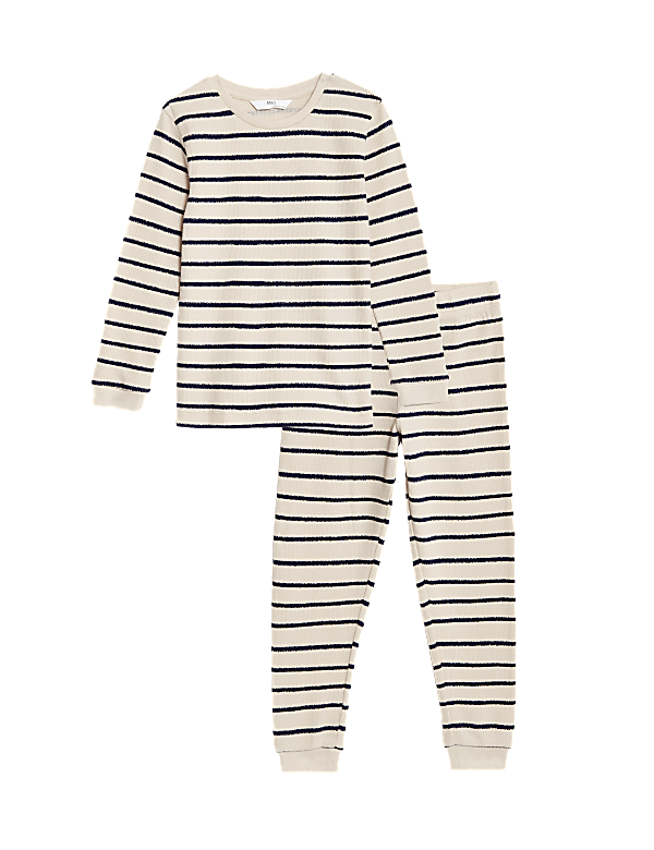 Pure Cotton Striped Waffle Pyjamas (1-8 Yrs)