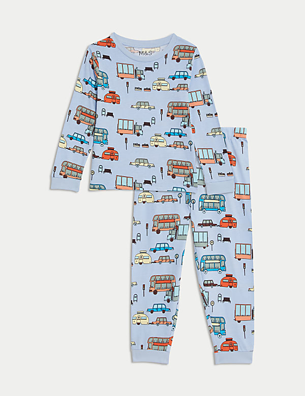 Zuiver katoenen pyjama met transportmotief (1-8 jaar) - BE