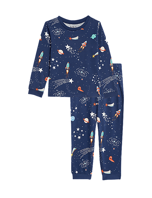 Pure Cotton Space Print Pyjamas (1-8 Yrs)