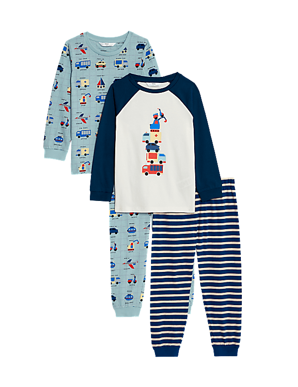 2pk Pure Cotton Transport Pyjama Sets (1-8 Yrs)