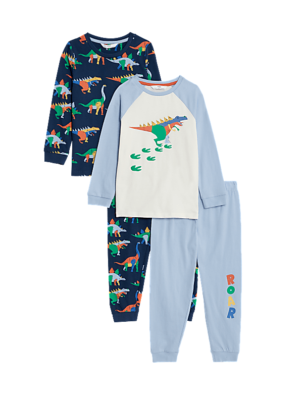 2pk Pure Cotton Dinosaur Pyjama Sets (1-8 Yrs)