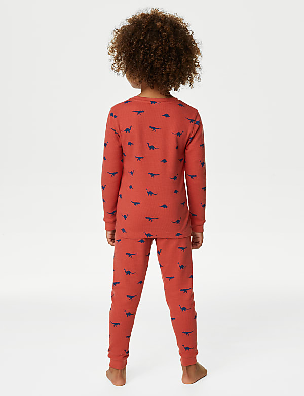 Pure Cotton Dinosaur Waffle Pyjamas (1-8 Yrs)