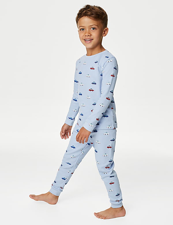 Pure Cotton Transport Waffle Pyjamas (1-8 Yrs)