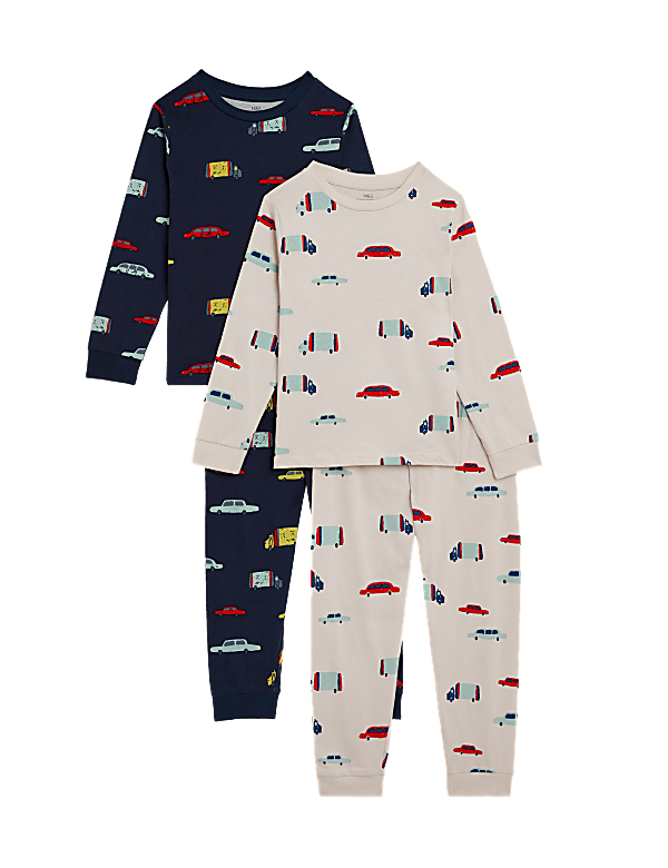 2pk Pure Cotton Transport Pyjama Sets (1-8 Yrs)