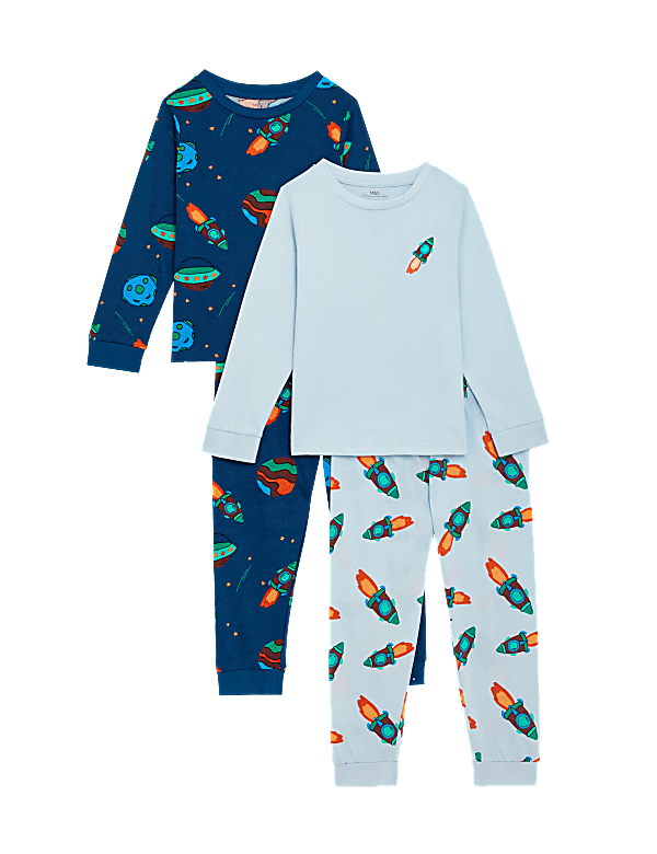 2pk Pure Cotton Rocket Pyjama Sets (1-8 Yrs)
