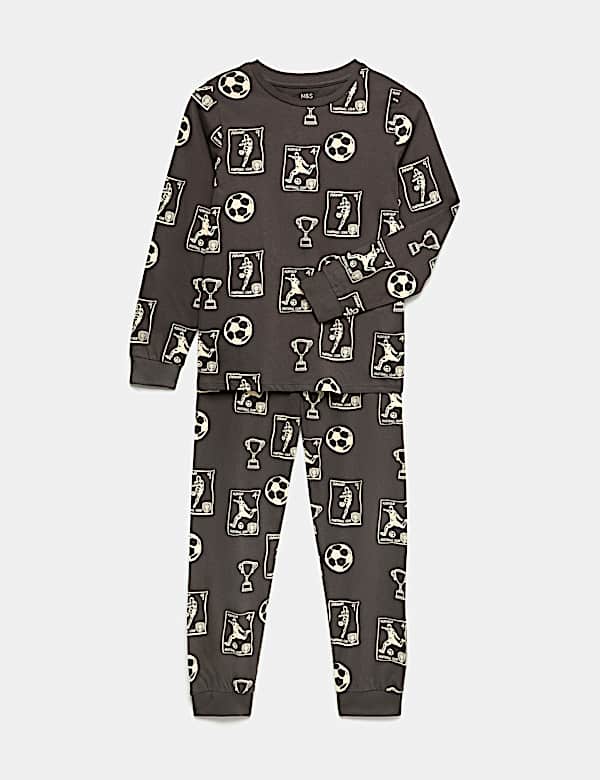 Pure Cotton Football Print Pyjama Set (1-16 Yrs)