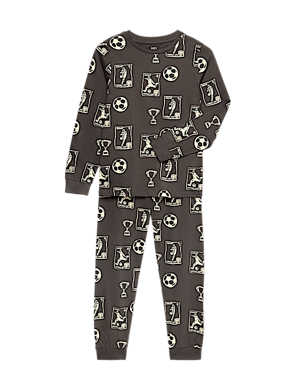 Pure Cotton Football Print Pyjama Set (1-16 Yrs)