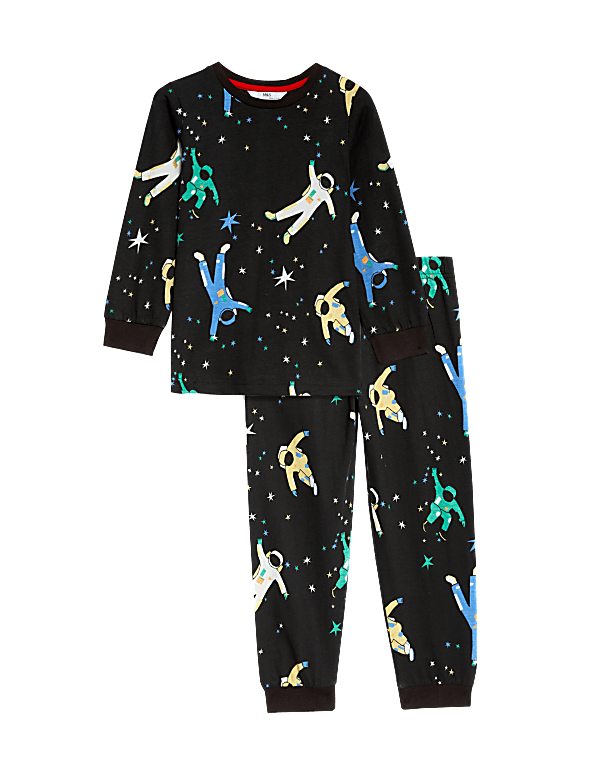 Buy Pure Cotton Glow In The Dark Space Pyjamas 1 8 Yrs at Marks Spencer