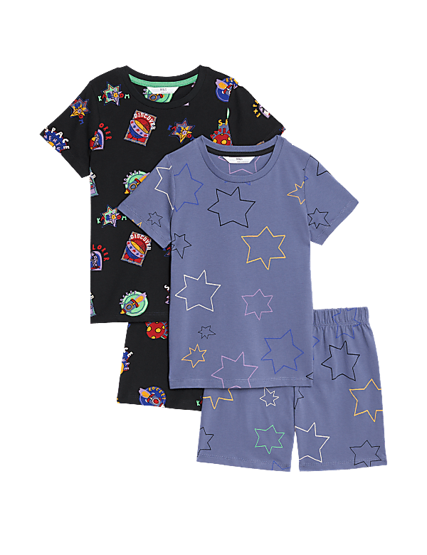 Pack of 2 Pure Cotton Printed Pajama Set