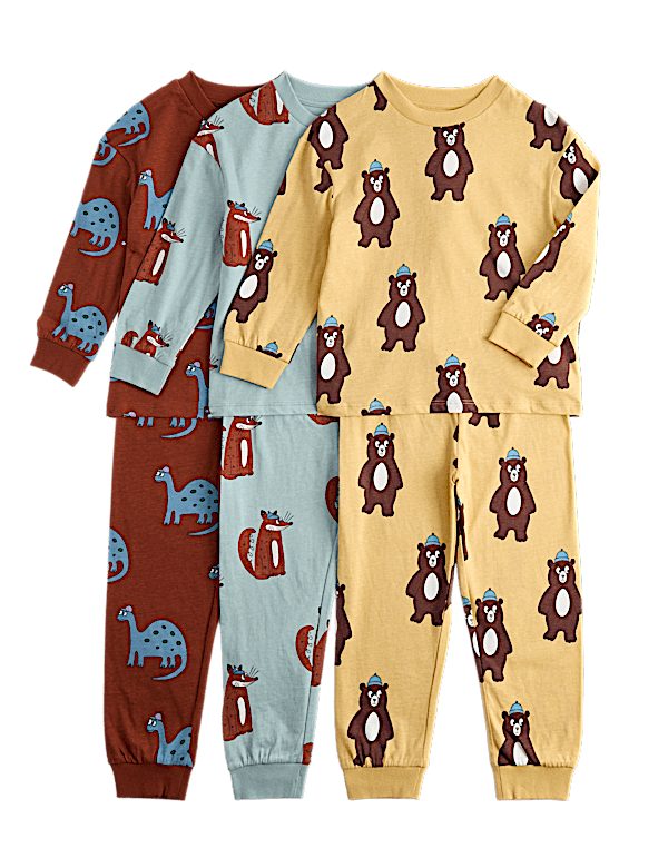 3 Pack Animal Print Pyjama Sets (1-8 Yrs)