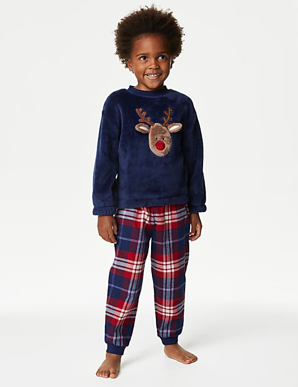 Velour Reindeer Pyjamas 1 8 Yrs NAVY MIX Pyjamas M S ID