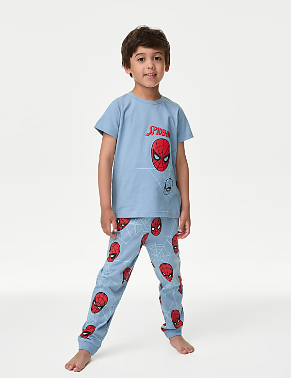 Pure Cotton Spider Man Pyjamas 2 8 Yrs BLUE MIX Pyjamas M S AL