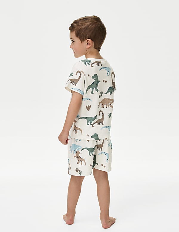 Pure Cotton Dinosaur Waffle Pyjamas (1-8 Yrs)