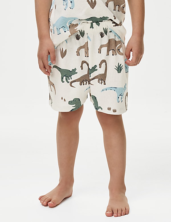 Pure Cotton Dinosaur Waffle Pyjamas (1-8 Yrs)