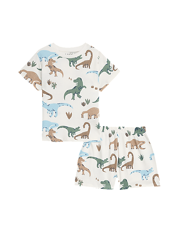 Pure Cotton Dinosaur Waffle Pyjamas (1-8 Yrs)