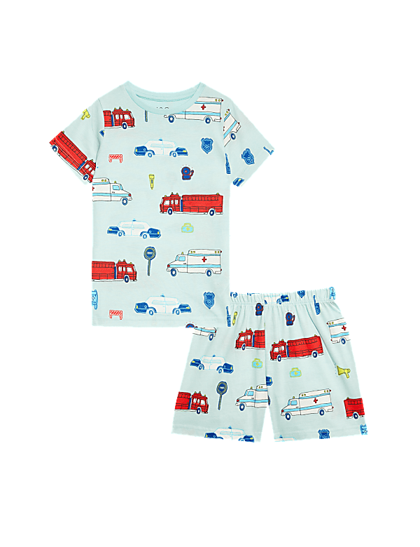 Pure Cotton Transport Glow In The Dark Pyjamas (1-8 Yrs)