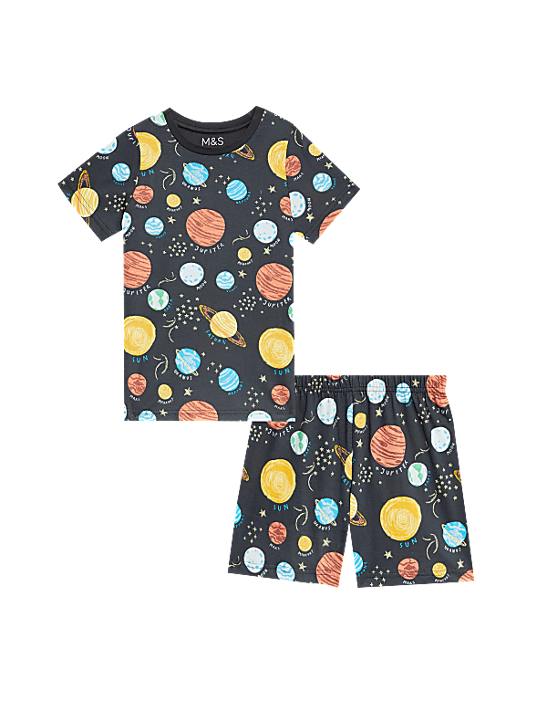 Pure Cotton Glow In The Dark Space Pyjamas (1-8 Yrs)