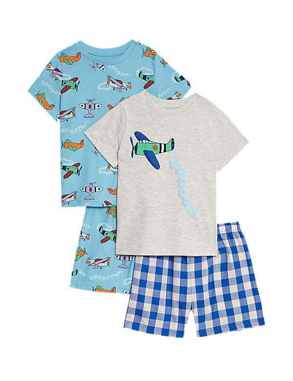 2pk Pure Cotton Aeroplane Pyjama Sets (1-8 Yrs)