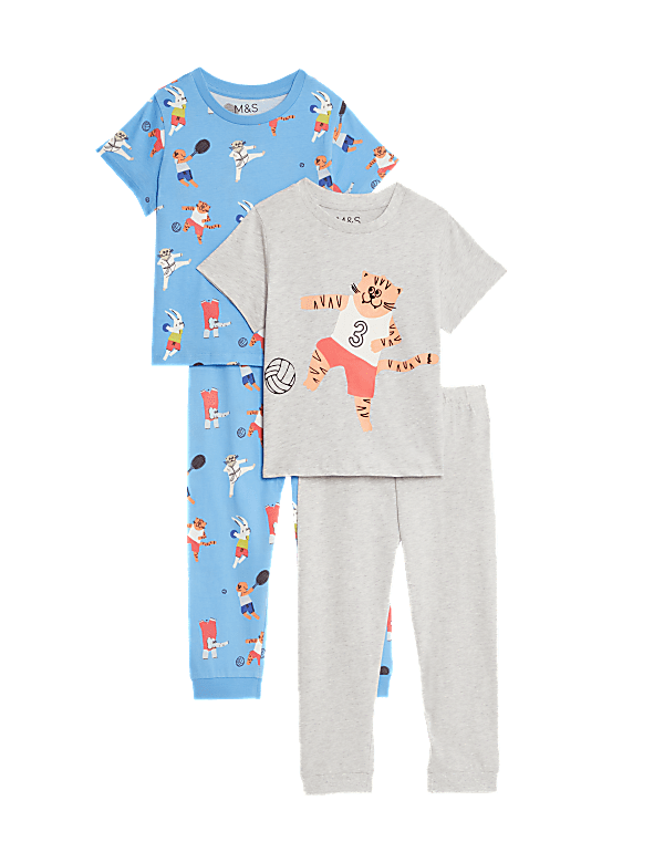 2pk Pure Cotton Sports Animals Pyjama Sets (1-8 Yrs)