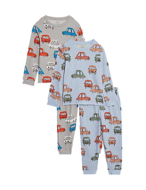 2pk Cotton Rich Waffle Car Pyjamas (1-8 Yrs)