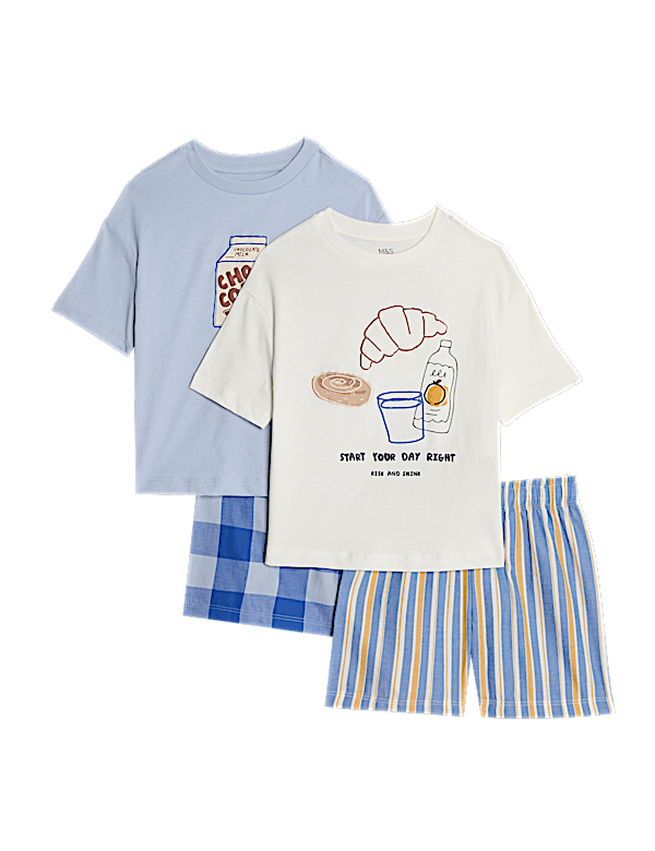 2pk Pure Cotton Graphic Woven Pyjama Sets (1-8 Yrs)