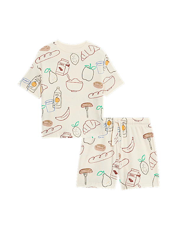 Cotton Blend Waffle Breakfast Pyjamas (1-16 Yrs)