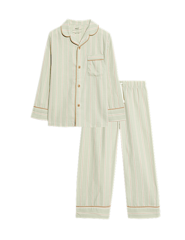 Pure Cotton Striped Revere Pyjamas (9 Mths - 10Yrs)