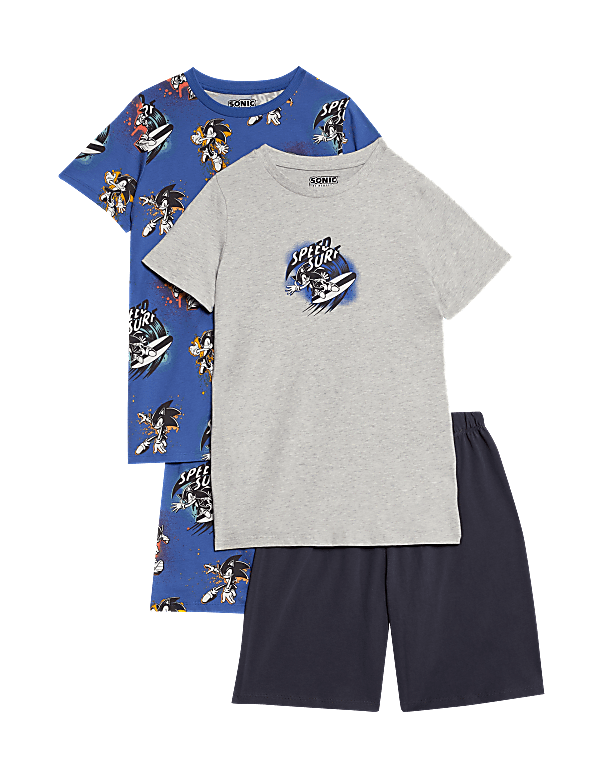 2pk Pure Cotton Sonic The Hedgehog™ Pyjamas (3-14 Yrs)