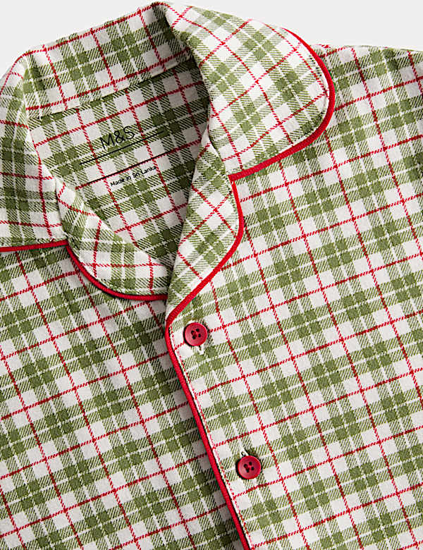 Weihnachtsschlafanzug aus reiner Baumwolle mit Karomuster, Oberteil mit Revers (1&ndash;10 J.) - DE