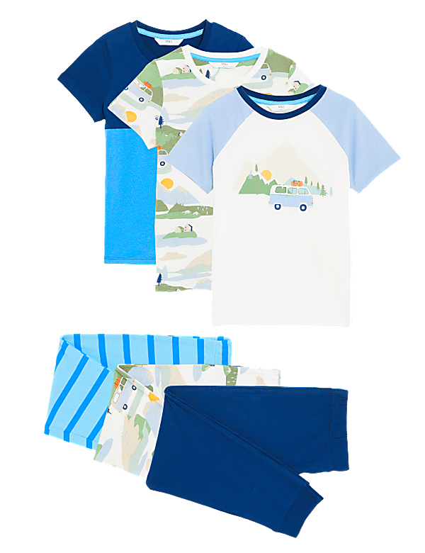3pk Pure Cotton Camping Pyjama Sets