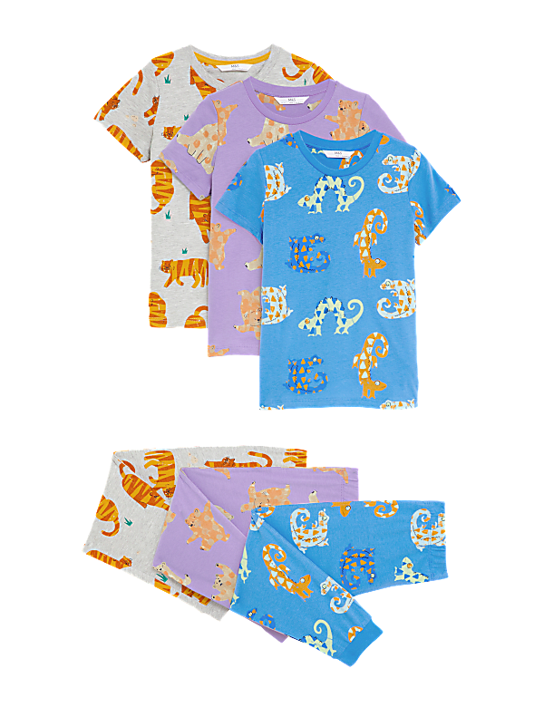 3pk Cotton Rich Animal Pyjama Sets
