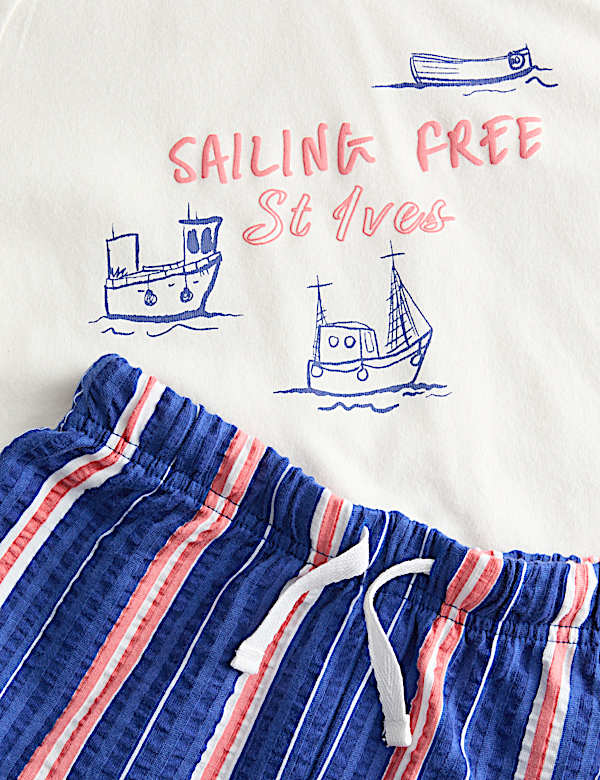 Pure Cotton Sailing Graphic Pyjamas (1-8 Yrs)