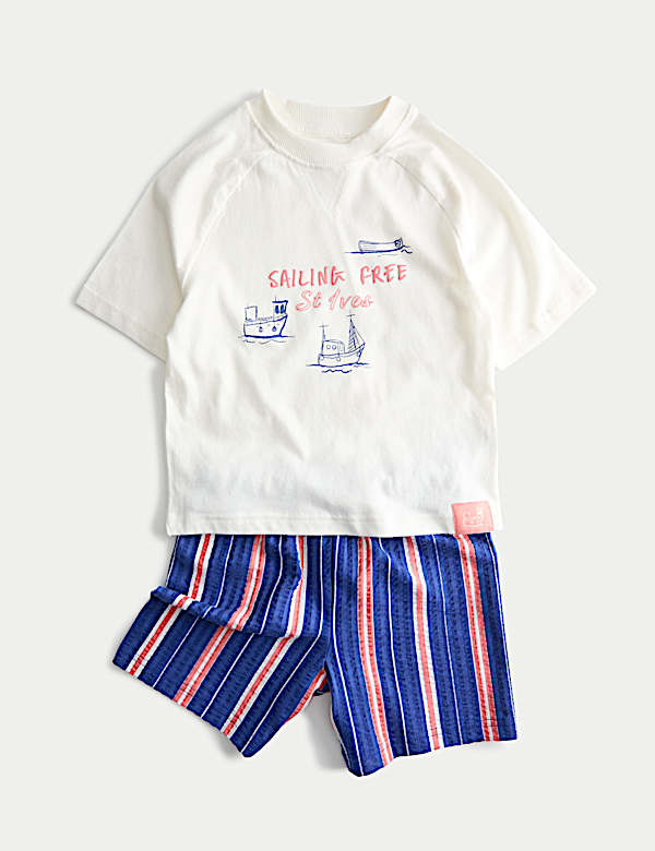 Pure Cotton Sailing Graphic Pyjamas (1-8 Yrs)
