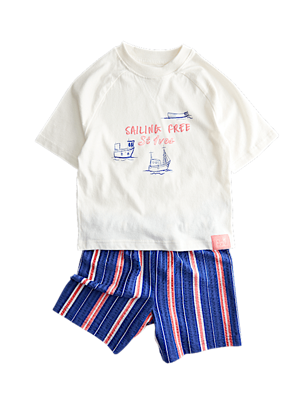 Pure Cotton Sailing Graphic Pyjamas (1-8 Yrs)