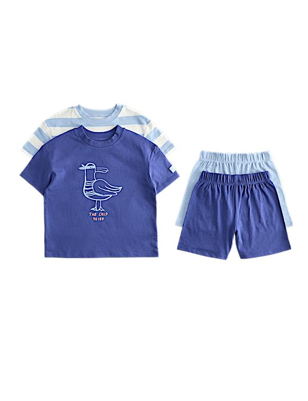 2 Pack Seagull Graphic Short Pyjamas (1-8 Yrs)
