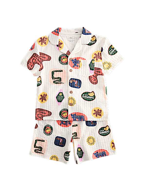 Kids' Pure Cotton Patterned Short Pyjamas (1-8 Yrs)