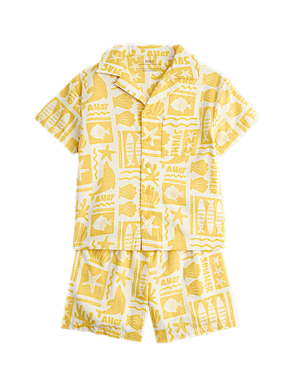 Pure Cotton Patterned Pyjamas (1-8 Yrs)
