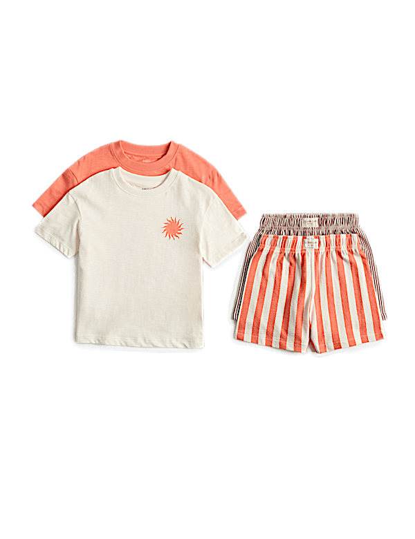 2 Pack Pure Cotton Sun Graphic Pyjamas (1-8 Yrs)