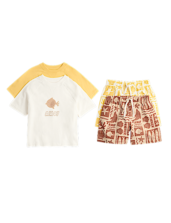 2 Pack Pure Cotton Fish Pyjamas (1-8 Yrs)