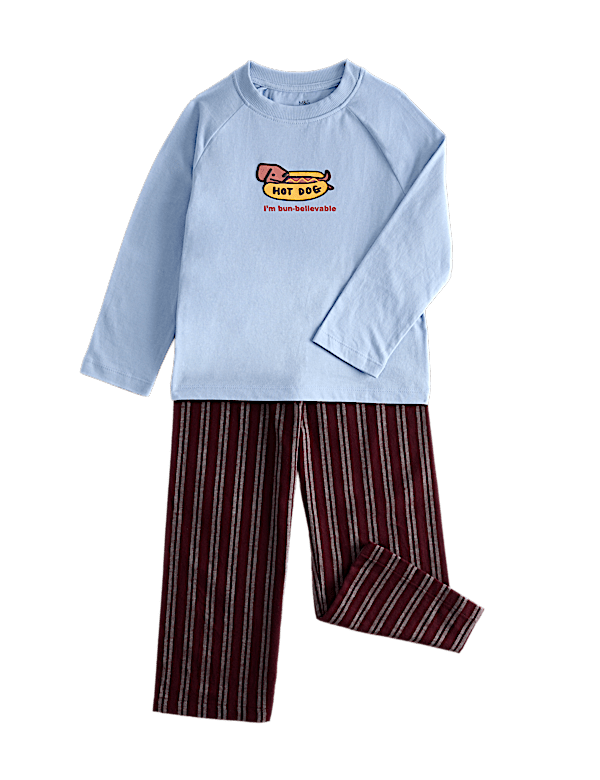 Pure Cotton Hot Dog Graphic Pyjamas (1-8 Yrs)