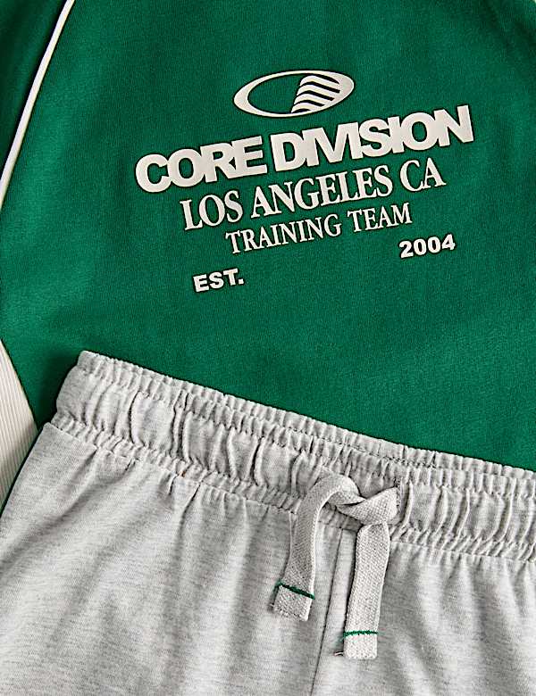 Pure Cotton Sports Style Slogan Pyjamas (1-8 Yrs)
