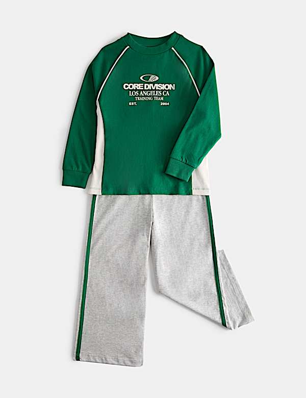 Pure Cotton Sports Style Slogan Pyjamas (1-8 Yrs)