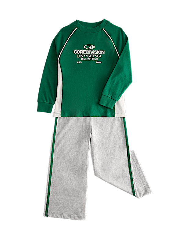 Pure Cotton Sports Style Slogan Pyjamas (1-8 Yrs)