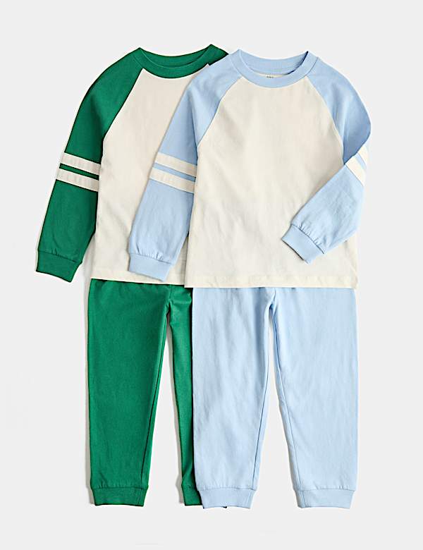 2 Pack Kids' Pure Cotton Raglan Pyjama Sets (1-8 Yrs)