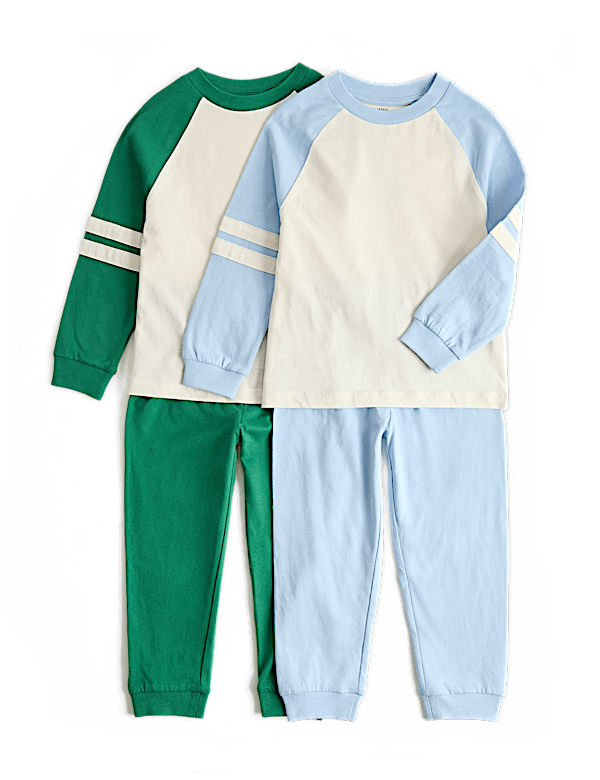 2 Pack Kids' Pure Cotton Raglan Pyjama Sets (1-8 Yrs)
