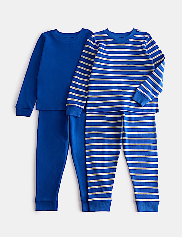2 Pack Pure Cotton Kids' Waffle Pyjama Sets (1-8 Yrs)