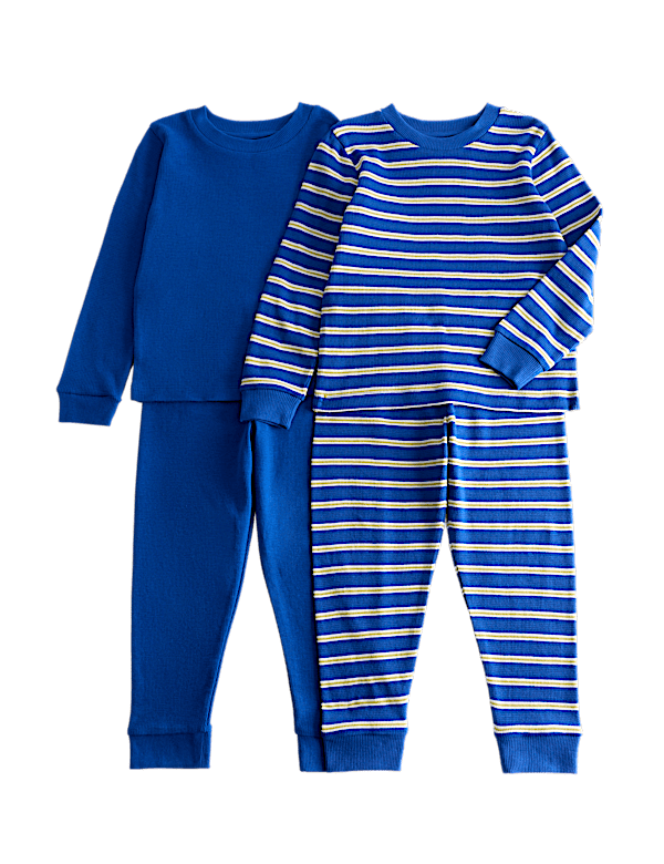 2 Pack Pure Cotton Kids' Waffle Pyjama Sets (1-8 Yrs)