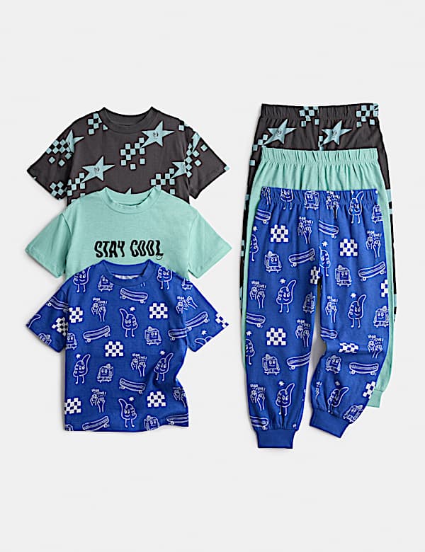 Kids' 3 Pack Stay Cool Graphic Pyjama Sets (1-8 Yrs)