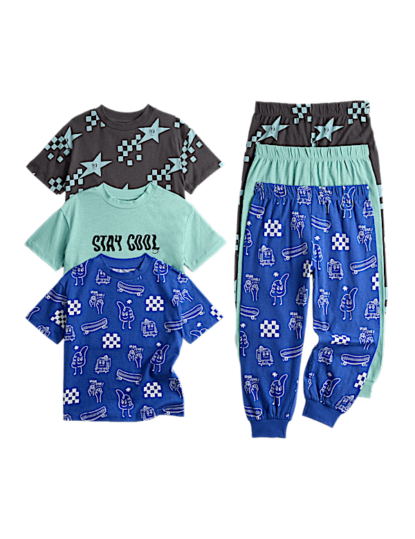 Kids' 3 Pack Stay Cool Graphic Pyjama Sets (1-8 Yrs)