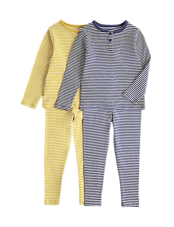 2 Pack Striped Ribbed Pyjama Sets (9 Mths - 8 Yrs)